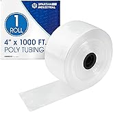 Spartan Industrial 4" Wide LDPE Flat Poly Tubing Mini Roll, 4" W x 1000' L, 2 Mil | Ideal for Tailored Poly Bag Packaging and