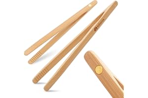 Magnetic Classic Bamboo Toast Tongs - Wood Cooking Tong,Ideal for Toaster,Fruits, Bread & Pickles, Kitchen Utensil for Cheese