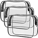Clear Toiletry Bag, Packism 3 Pack TSA Approved Toiletry Bag Quart Size Bag, Travel Makeup Cosmetic Bag for Women Men, Carry