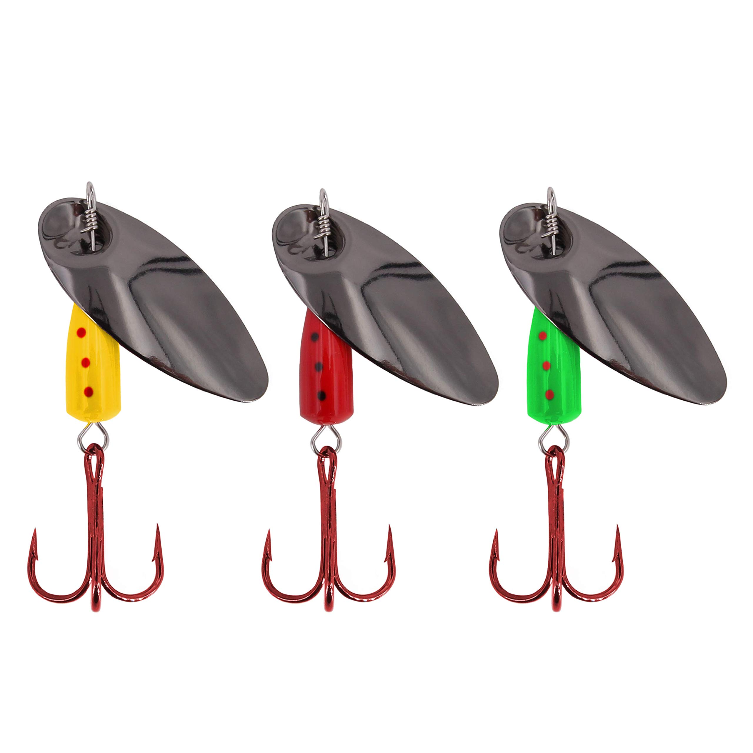FISHN SpinnyOne Set - Length: 5.2cm/6cm - Weight: 4.2g/6.5g, Spinner Set - Spinner bait, artificial bait for fishing for pike, perch, trout (3x) (Smoking Gun / 4,2g)