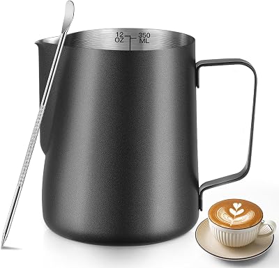 Showvigor 12oz 350ml Milk Frothing Pitcher Stainless Steel with Decorating Pen