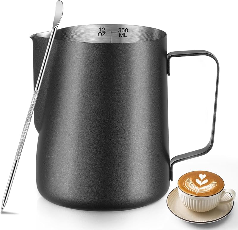 Showvigor 12oz 350ml Milk Frothing Pitcher Stainless Steel with Decorating Pen