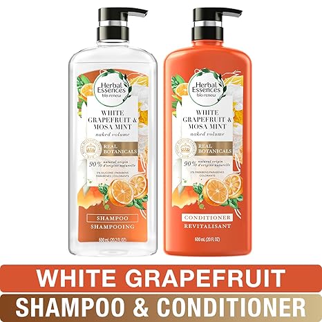 Herbal Essences Volume Shampoo Conditioner Kit With Natural Source Ingredients For Fine Hair Color Safe Bio Renew White Grapefruit Mosa Mint