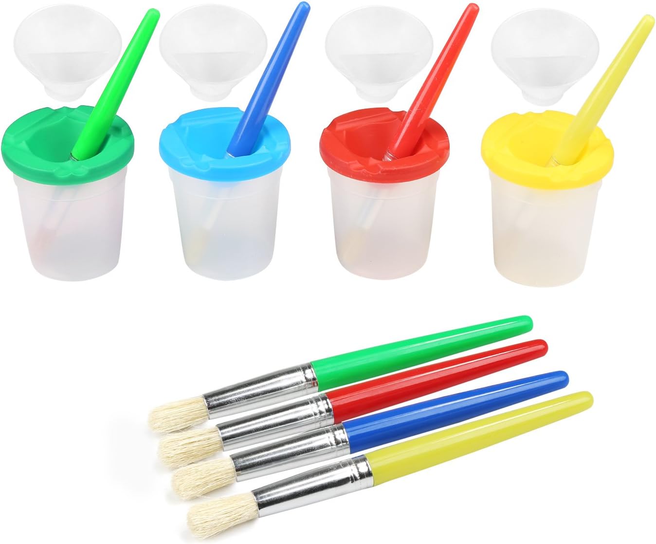 LEADSTAR Spill Proof Paint Cups, 4 No Spill Paint Cups Set with Colored