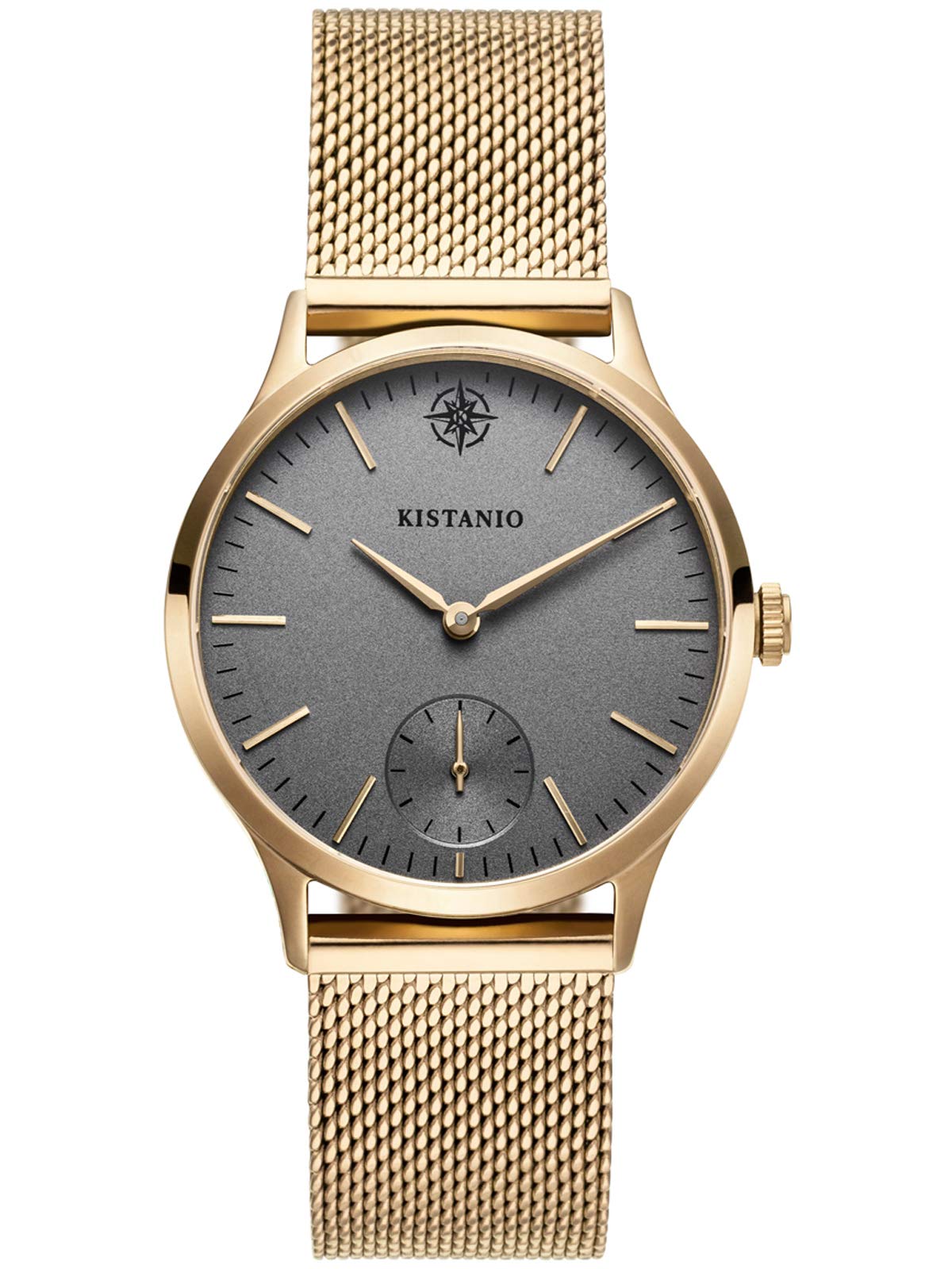 Kistanio Ladies Watch Stratolia Sapphire Glass Champagne Grey Mesh with Milanese Band KIS-STR-31-128