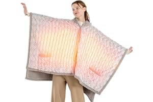 Bearhug Electric Wearable Heated Blanket 50" × 60", Heated Shawl with Pocket & Hood, Cozy Faux Fur and Sherpa, Heated Hoodie with 6 Temp Levels, 4H Auto-Off, ETL Certified, Machine Washable