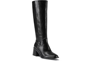 Herrlyn Knee High Boots Women, Squared Toe Chunky Heel Tall Boots