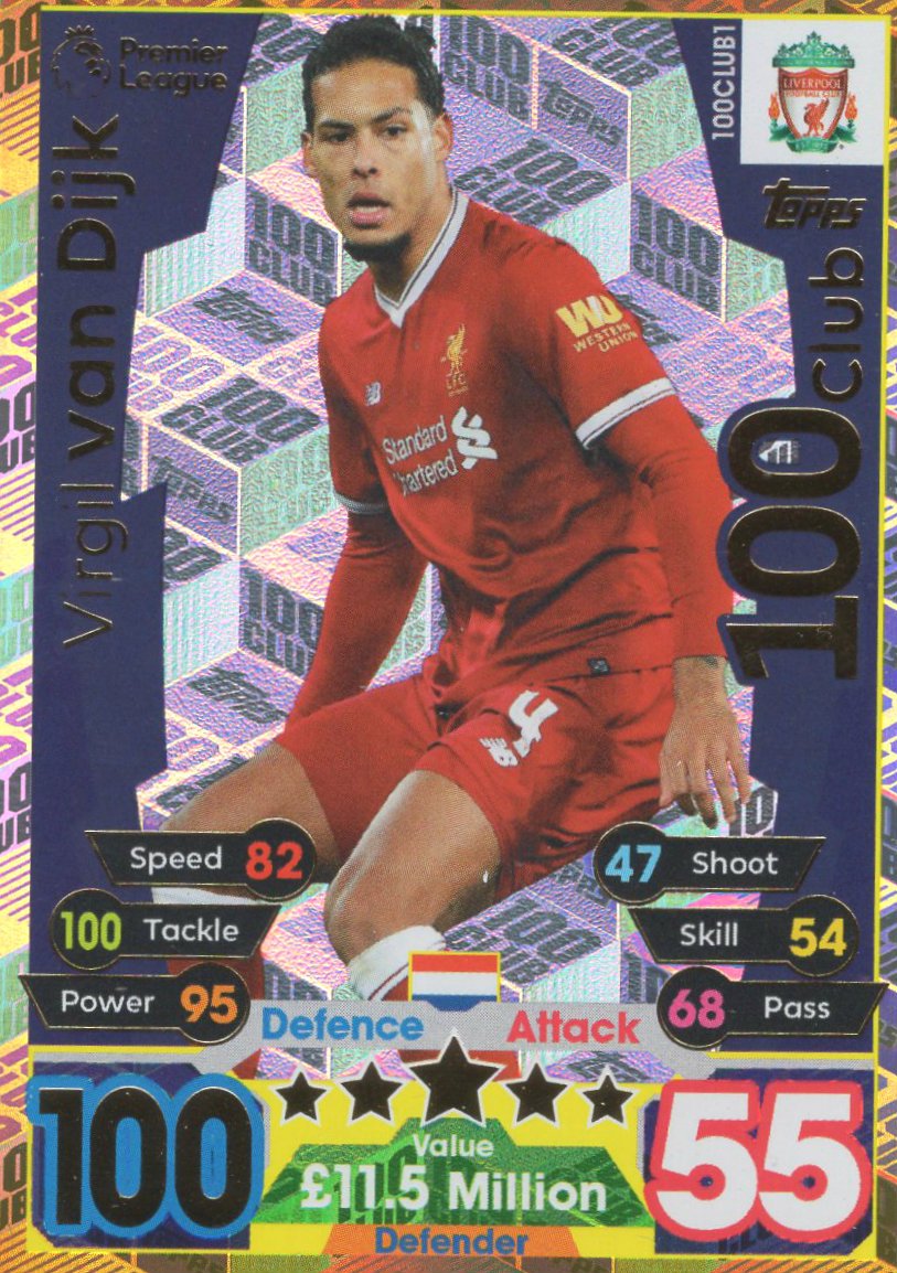 MATCH ATTAX EXTRA 17/18 VIRGIL VAN DIJK 100 CLUB CARD