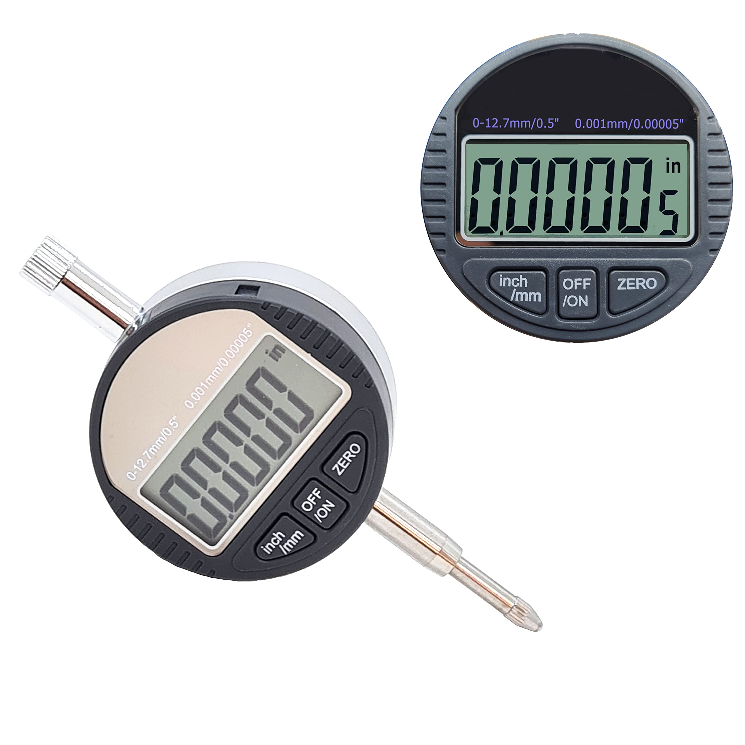 KATSU Digital Dial Indicator 0.001mm/0.00005" DTI Dial Test Gauge Probe 0-12.7mm Large LCD High Precision Measuring Tools 401033