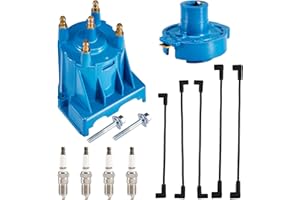 PINDEX Tune Up Kit Distributor Cap, Rotor, 4X Spark Plugs, 5X Spark Plug Wires Compatible with 3.0L 4cyl Mer-Cruiser Engines Made by General Motors with Delco EST Ignition Systems, #811635Q2 816761Q14