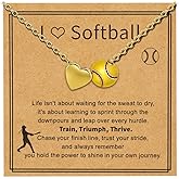 Joyline I Love Soccer/Football/Softball/Volleyball Necklace Valentine's Gift for Women - Heart&Ball Pendant Sports Jewelry, Motivational Gifts for Players, Fans, Coaches