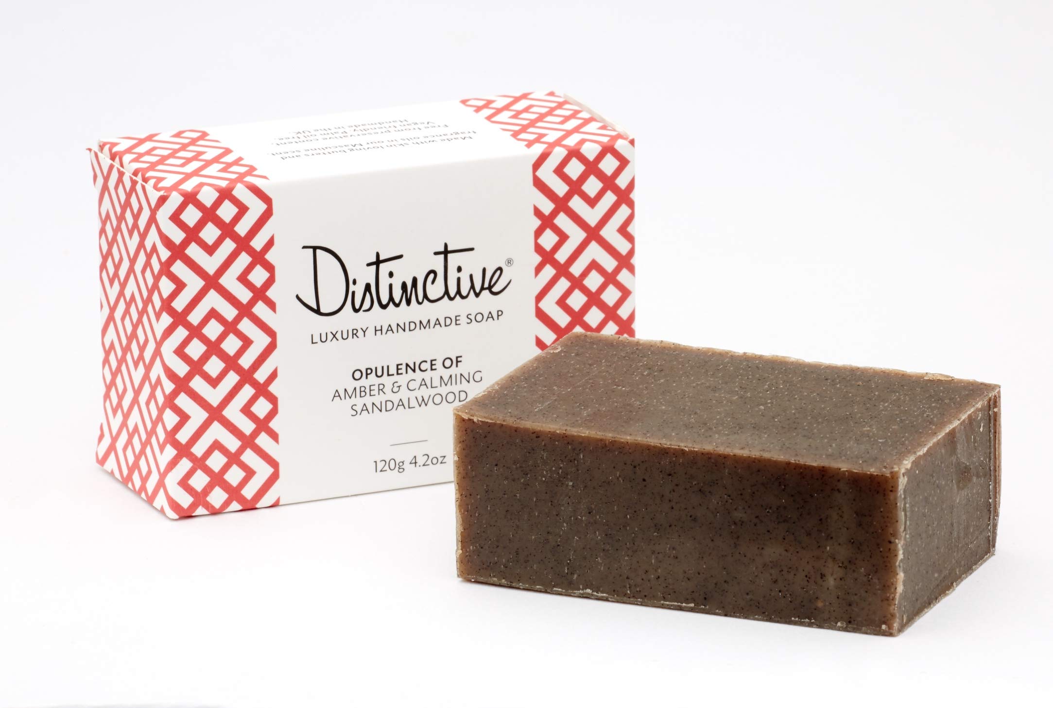 Handmade Luxury Exfoliating Soap - fragranced with Opulence of Amber and Calming Sandalwood - Palm Oil FREE, No Preservatives, Plastic Free, Never tested on Animals … (1)