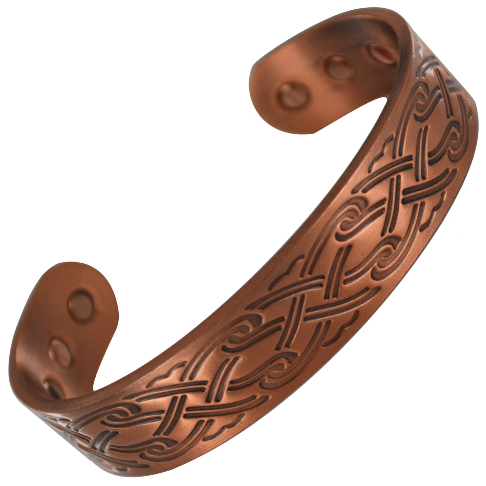 Stargems® PURE COPPER MAGNETIC BRACELET BANGLE 6 MAGNETS CELTIC TRIBAL WAVES DESIGN Cuff Wrist Band for Women Ladies or Mens + VELVET GIFT POUCH! (21)