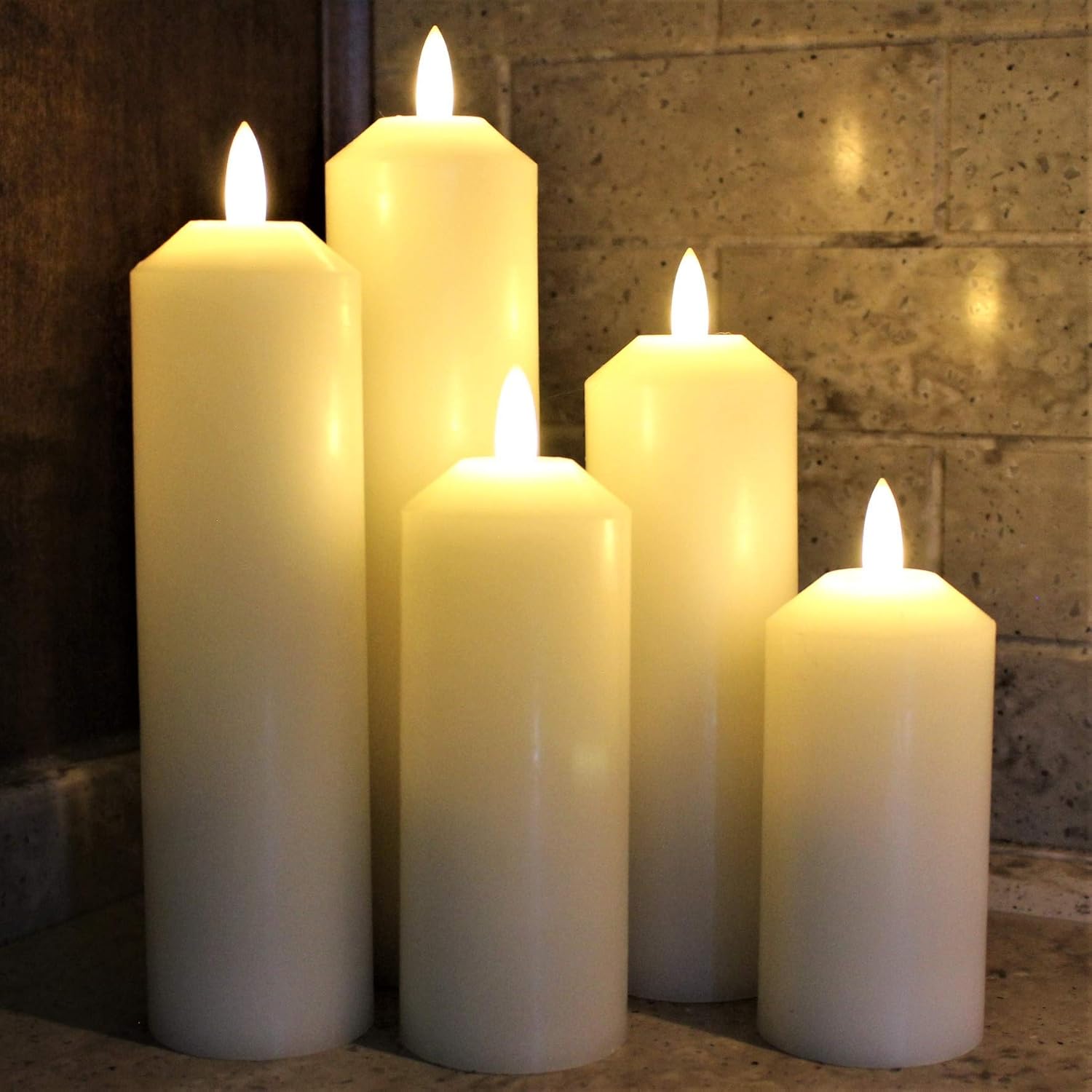 LED Lytes Timer Flameless Candles, 5 Ivory Wax Narrow Width Battery