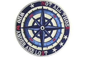 PatchClub Not All Those Who Wander are Lost Patch - 3.5 inches, Compass Hiking Adventure Outdoor Patch - Cool Embroidered Patch - Iron On/Sew On Patches