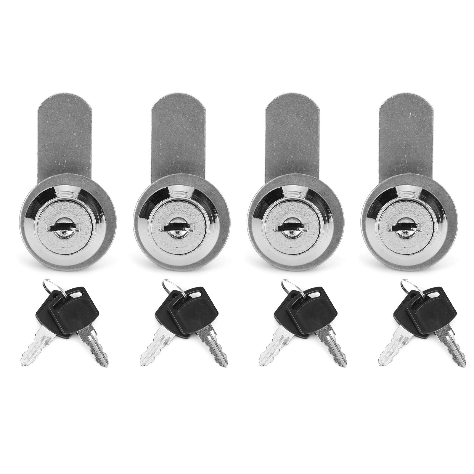 4Pcs Cam Lock, Cabinet Lock with Key Keyed Alike Tubular Lock RV Storage Lock Barrel Lock Cylinder for Trailer RV 15mm Dia Toolbox Locker Replacement Tubular with Keys