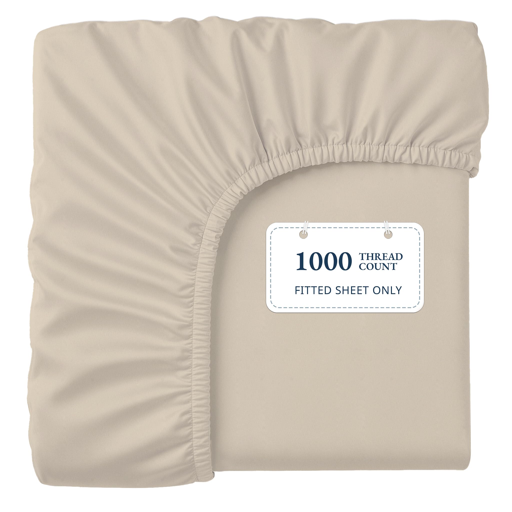 Lane Linen 100% Egyptian Cotton California King Size Fitted Sheet Only (72"x84" + 15") - Elegant Sateen Weave, Ultra Soft, Breathable, Highly Durable, Deep Pockets Upto 17" - Ivory