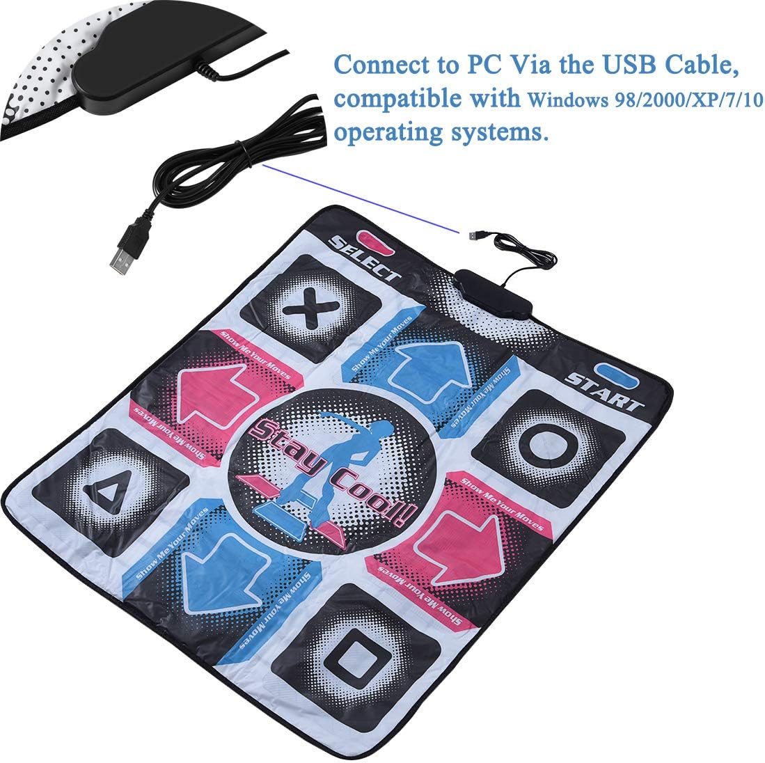 lelukee Dance Pad for Kids Adults,USB Dance Mat for PC,Non-Slip Durable Dancing Step Dance Mat,Fitness Body Building Dancing Mat,Arcade Games Machines for Home Dance Mats,Plug and Play: Toys & Games