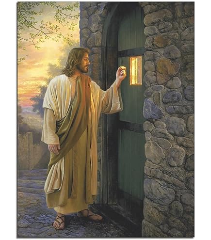 絵画 Jesus at your door Christ Jesus Knocking on The Door Poster Picture Print