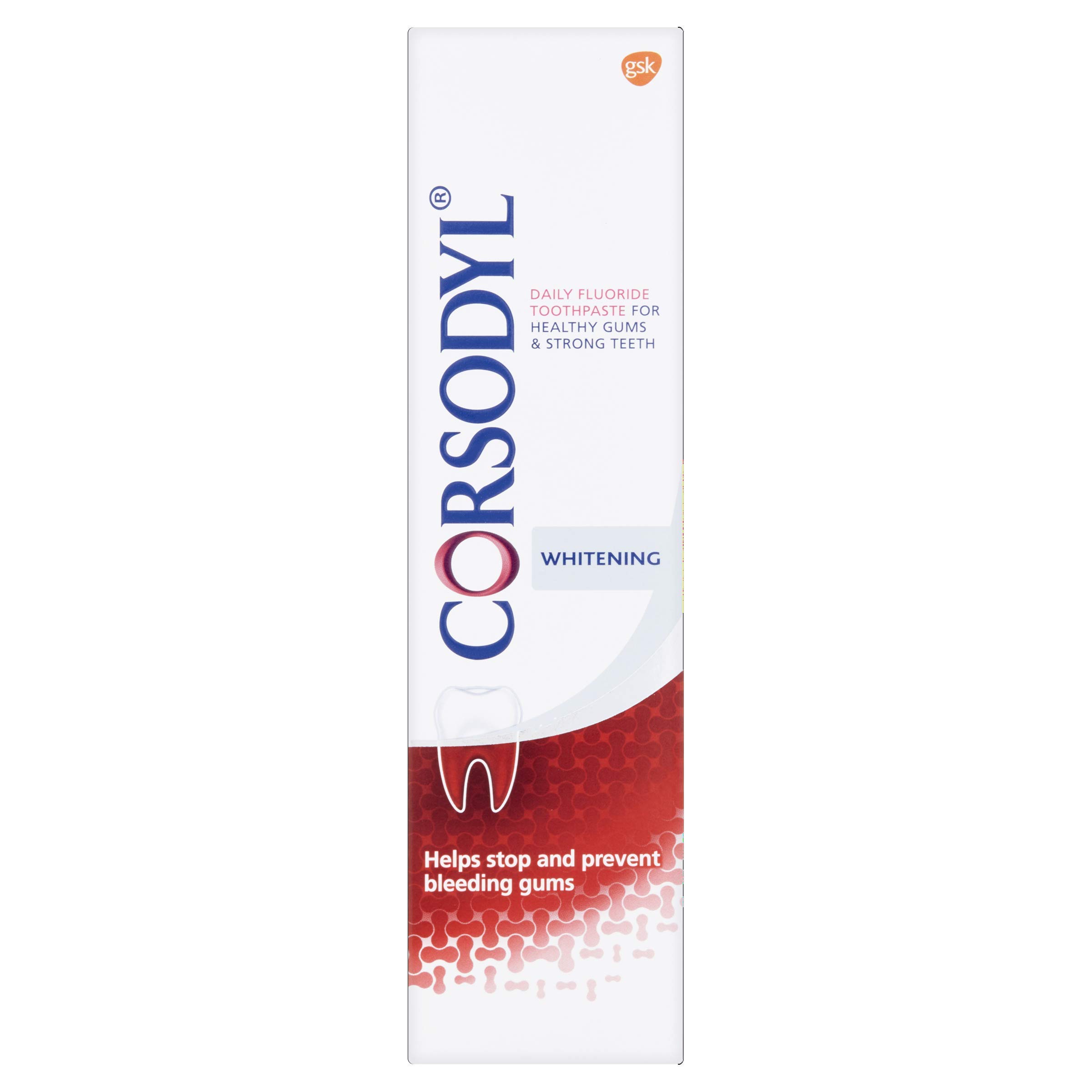 Corsodyl Toothpaste for Gum Care, Whitening, 75 ml, Pack of 3