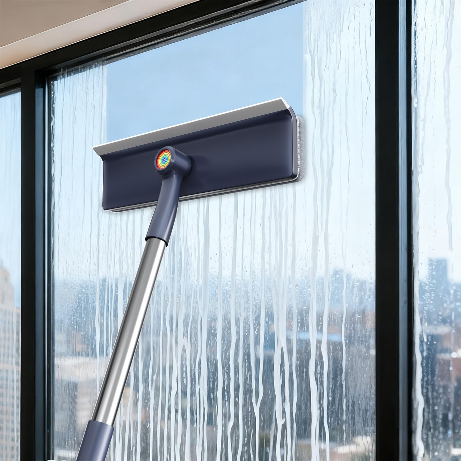 Photo 1 of 3 in 1 Window Squeegee for Home, Window Cleaning Kit with 60" Extension Pole, Professional Window Cleaner Tool for Outdoor Windows, Glass, Mirrors, Screens with 3 Microfiber Cloths & Screen Brush
