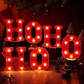 Ho Ho Ho Christmas Decorations Indoor, 6.3 Inches LED Marquee Light up Letters HOHOHO Signs, Battery Operated Christmas Lights Sign for Home Table Top Mantel Room Bedroom Bar Xmas Party Decor