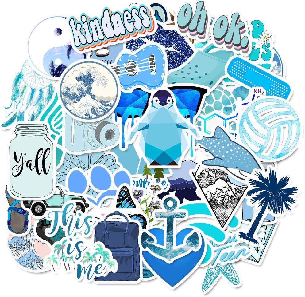 hydro flask stickers blue aesthetic