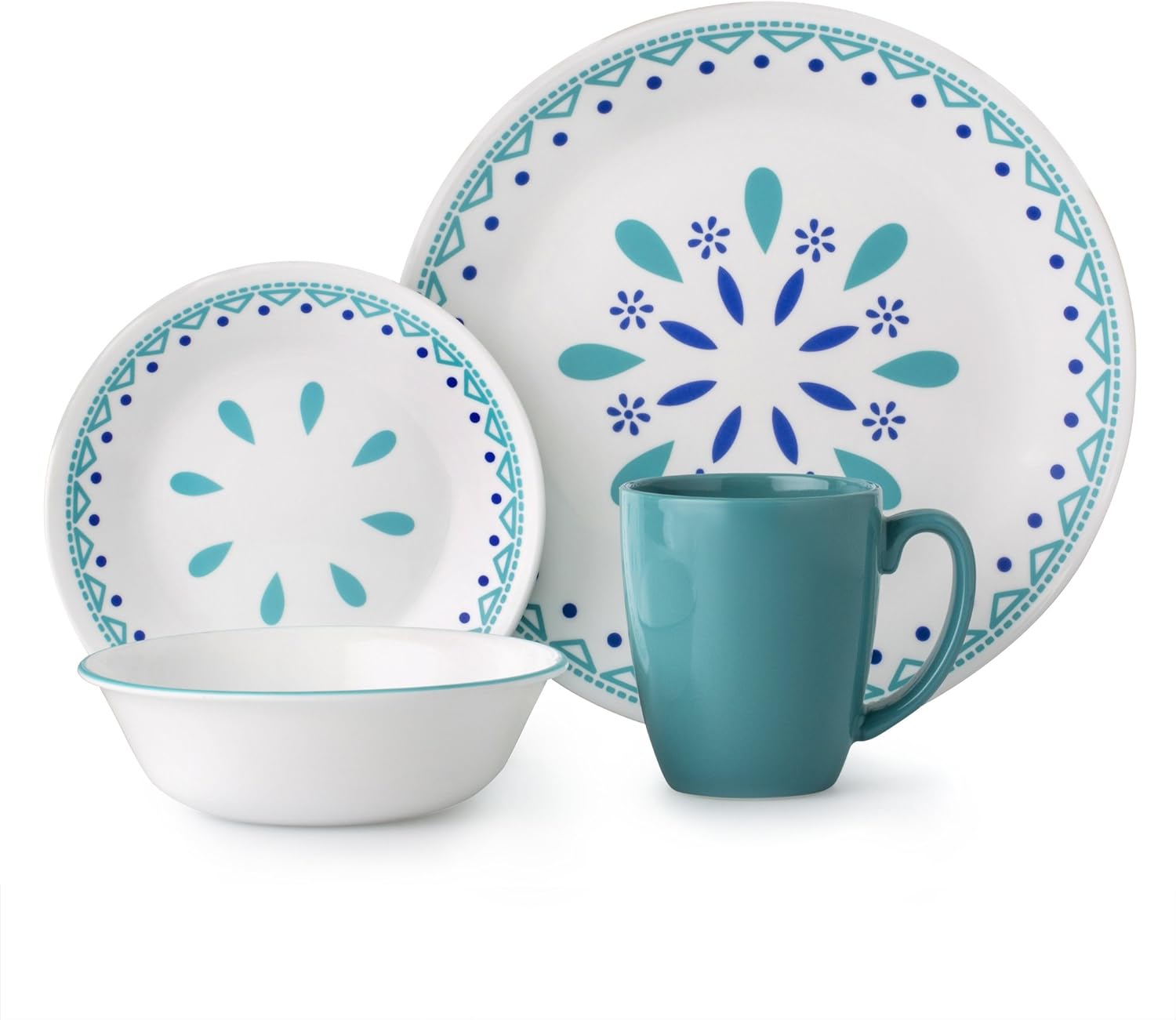 Corelle Santorini Sky Dinner Set, Blue/Turquoise