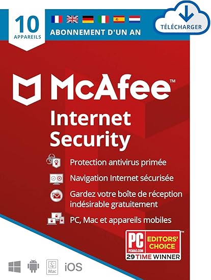 Mcafee Internet Security 2021 10 Appareils 1 An Logiciel Antivirus Securite Internet Gestionnaire De Mots De Passe Securite Mobile Pc Mac Android Ios Edition Europeenne Telechargement Amazon Fr Logiciels
