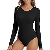 MAXTOOA Long Sleeve Bodysuit Crew Neck for Women Stretchy Soft Shirts 2025 Fall Body Suits for Womens