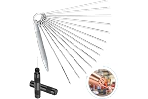 Herain Carburetor Cleaning Kit, Torch Welding Tip Cleaner Set for Cleaning Brake, Engine, Motorcycle, Welder, Gas Orifices Parts Small Holes(13 Cleaning Wire Set Plus a Flat File+1 Sharp Pick)