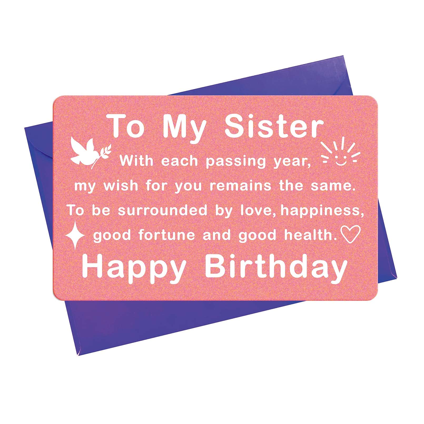 Sister Birthday Gifts from Sister, Sister Birthday Card, Engraved Wallet Card