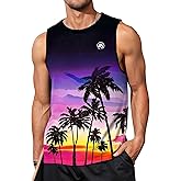AOBUTE Mens Graphic Tank Tops Palm Tree Sleeveless Muscle Shirts Beach Hawaiian Tank