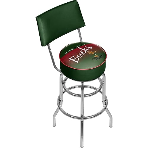 NBA Milwaukee Bucks Hardwood Classics Bar Stool with Back, One - Main Image