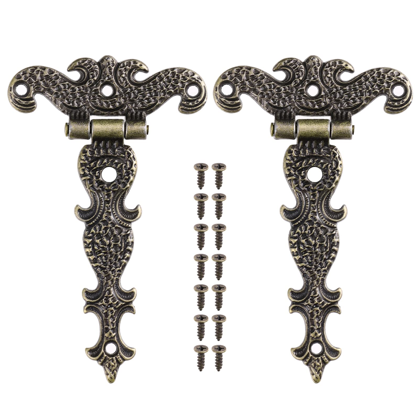 POPETPOP 2pcs Retro Bronze Hinges Decorative Zinc Alloy t Strap Door Hinges Vintage Rustic Antique Door Hinges Suitable for Gate Door Cabinet Cupboard 1