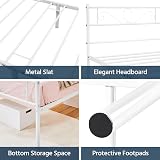 Yaheetech 3ft Single Bed Frame Metal Platform White with Scroll Headboard view 4