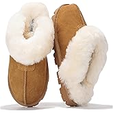 Project Cloud 100% Genuine Leather & Australian Shearling Slippers for Women - Cozy Memory Foam Women's Slippers (Hedy)