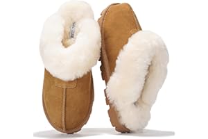 Project Cloud 100% Genuine Leather & Australian Shearling Slippers for Women - Cozy Memory Foam Women's Slippers (Hedy)
