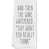 Cilrii Wine Lovers Dish Towel - Funny Decorative Waffle Weave Kitchen Towels, Tea Hand Towel for Women, Housewarming Gift,16 X 24