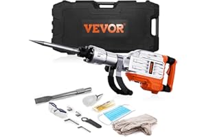 VEVOR Demolition Jack Hammer, MAX 3500W Jack Hammer Concrete Breaker 1900 BPM Heavy Duty Electric Jack Hammer, 2pcs Chisel w/Gloves & 360°C Swiveling Front Handle for Trenching and Breaking Holes