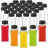 Mifoci 24 Pcs 6.7 oz Plastic Bottles with Caps Small Reusable Juice Containers with Lids Empty Clear Drink Containers for Fridge Mini Fridge Bottles for Water Milk Juicing Tea