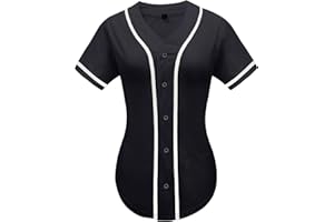 babyhealthy Womens Baseball Jersey Button Down Plain Tshirts Hip Hop Softball Sports Active Tee