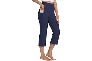 Willit Women's Yoga Capris Pants High Waist Leggings Crop Straight Leg Athletic Exercise Workout Capris 21"