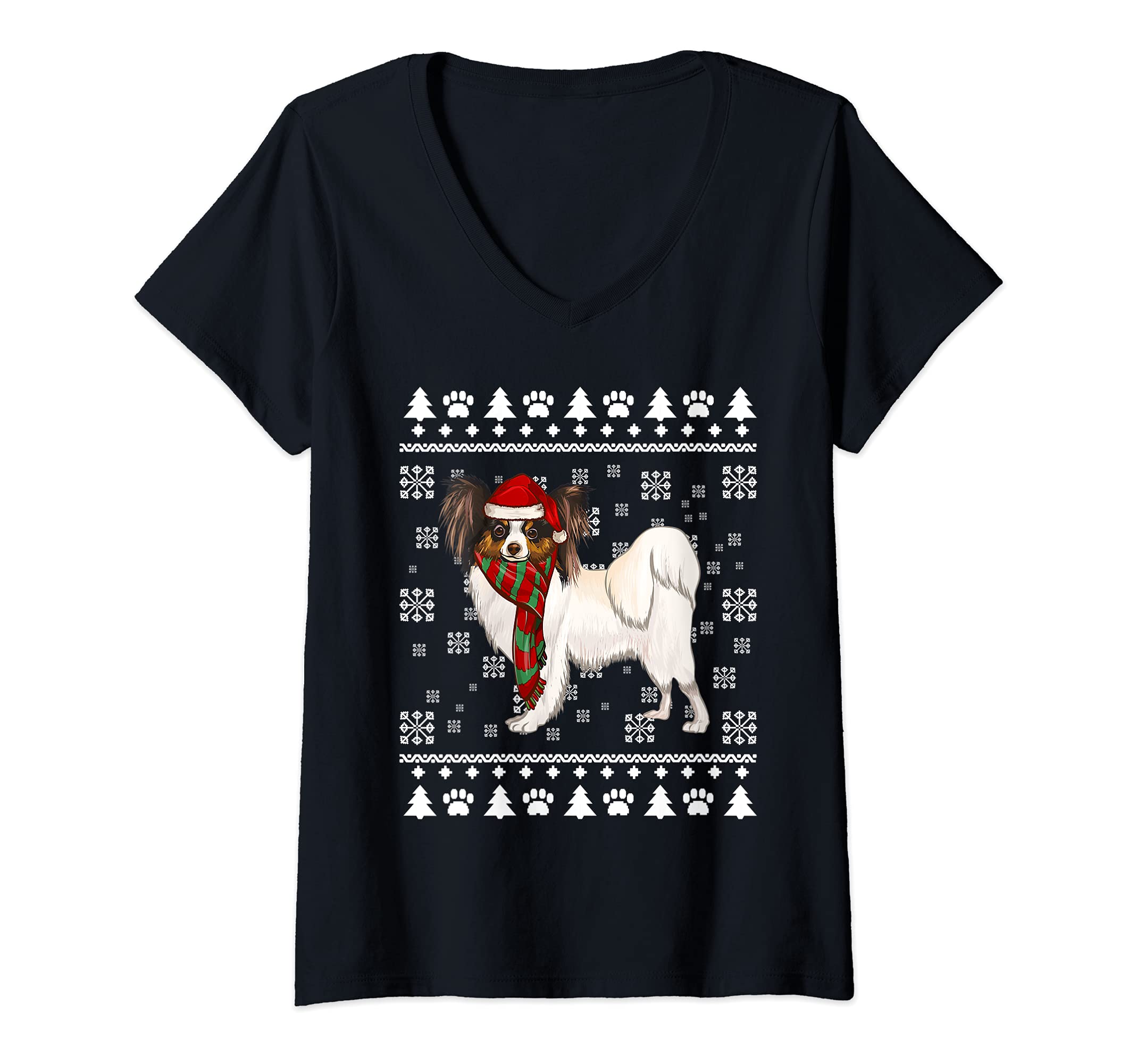 Womens Soft Coated Wheaten Terrier Dog Santa Xmas Ugly Christmas V-Neck T-Shirt