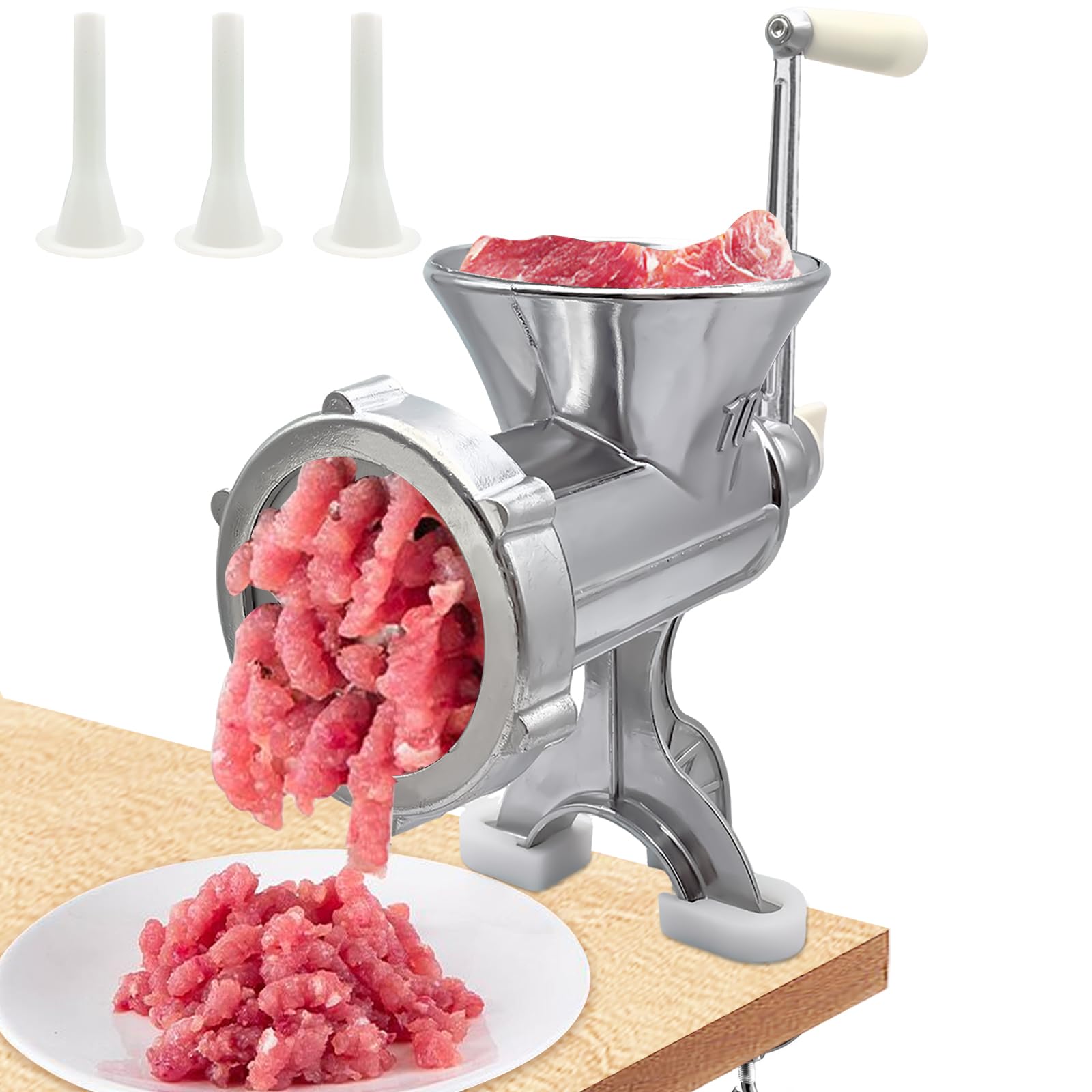 Photo 1 of Meat Grinder Manual Mincer, Funnel Hand Cranks Sausage Maker, Hand Operated Kitchen Tool For Sausage, Homemade Burger, Meat Sauce, Various Vegetable Sauces