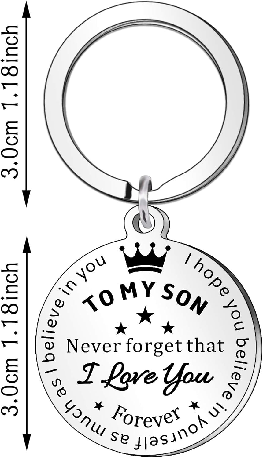 QMVMV To My Son Inspirational Gifts Keyring Keychain Key Rings Chains From Mum Dad Never Forget That I Love You Forever - Image 3