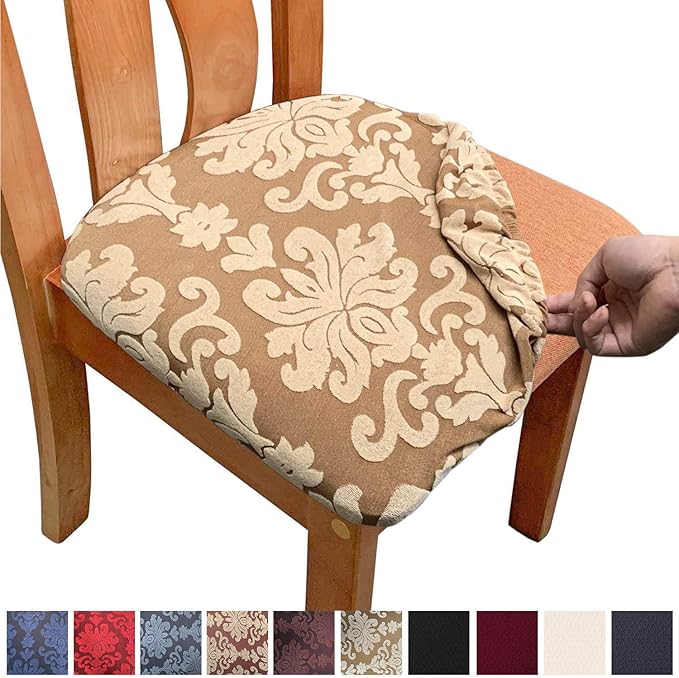 Melanovo Stretch Jacquard Dining Room Chair Seat Covers