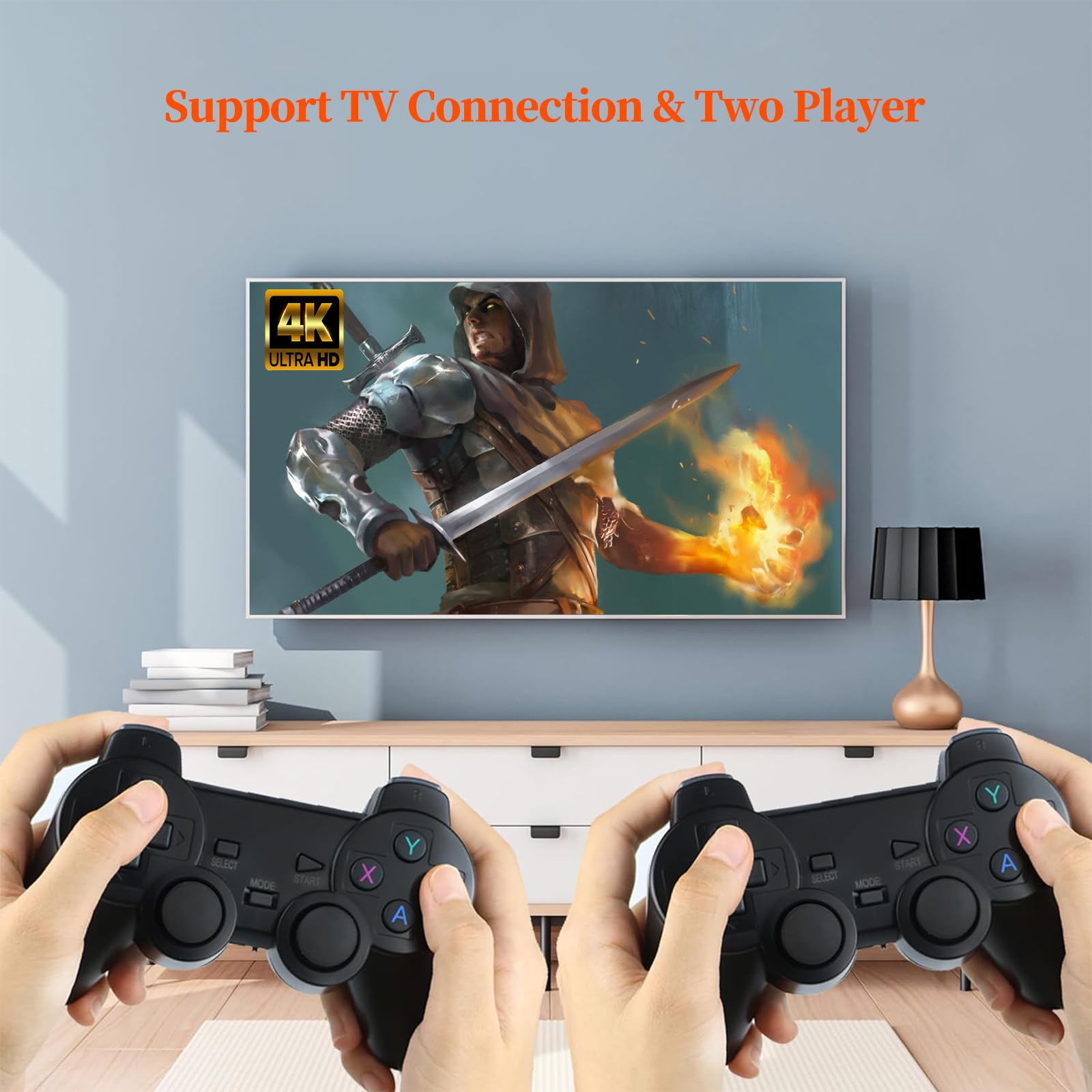TEFELE Wireless Retro Game Console, Plug-and-Play Retro Video Games, Built-in 20,000+Games and 23 Emulators, Classic Video Games with 4K HDMI Output, with Upgrade Dual 2.4G, Controllers Black(64GB)