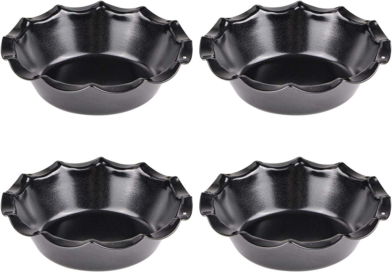 webake Individual Pie Dishes with Ruffled Edge Round Mini Tart Tins 12 cm Non-Stick Coating Quiche Baking Moulds Set of 4