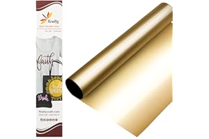 Firefly Craft Metallic Heat Transfer Vinyl Sheets - Gold HTV - Iron On Vinyl for Cricut, HTV Vinyl Sheets, Vinyl Iron On, Easy Cut & Weed, Compatible with Cricut & Silhouette Cameo - 1 Sheet 12"x20"